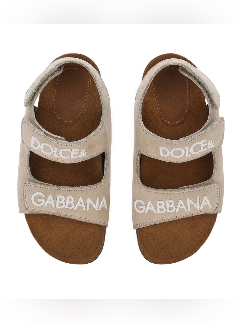DOLCE & GABBANA Bambino Leather Embossed Cork Sandals Size 6